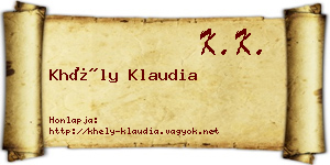 Khély Klaudia névjegykártya